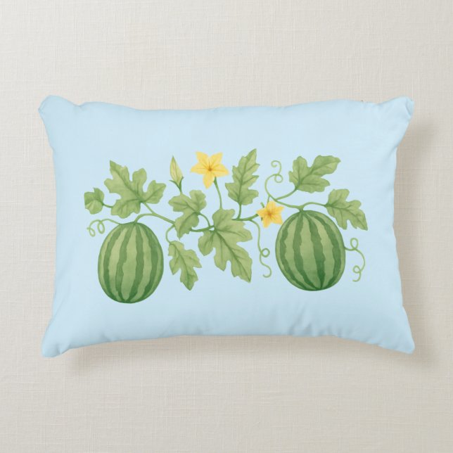 Wassermelone Vincine mit Blume Dekokissen (Vorderseite)