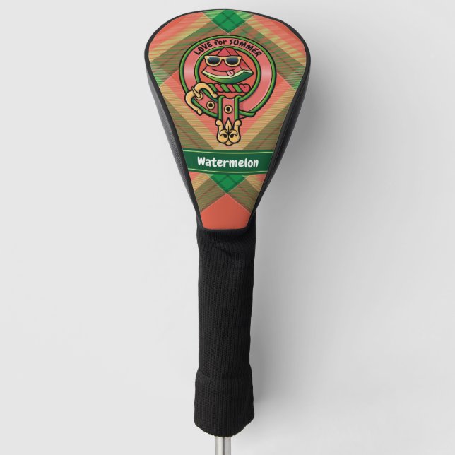 Wassermelone Wappen über Tartan Golf Head Cover Golf Headcover (Vorderseite)