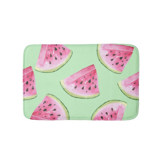 Wassermelone Wasserfarbe, nahtlose Sommermuster. Badematte (Vorderseite)