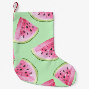 Wassermelone Wasserfarbe, nahtlose Sommermuster. Kleiner Weihnachtsstrumpf