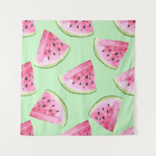Wassermelone Wasserfarbe, nahtlose Sommermuster. Wandteppich