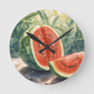 Wassermelone Wasserfarbe Runde Wanduhr