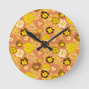 Wassermelone Zitrone Gold Runde Wanduhr