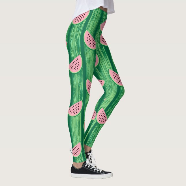 Wassermelonen-Aquarellmuster  Leggings (Rechts)
