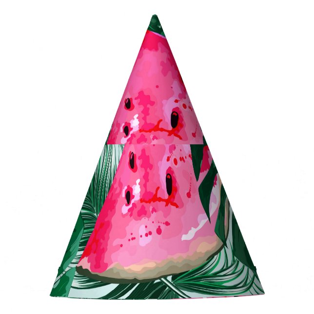 Wassermelonen, Blätter aus Palmen: tropisches naht Partyhütchen (Vorderseite)