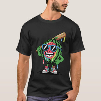 Wassermelonen-Drip-Eiscreme Lustiger Baseball-Lieb T-Shirt