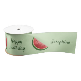 Wassermelonen-Früchte auf Grün mit benutzerdefinie Satinband
