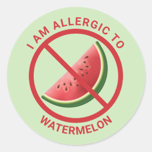 Wassermelonen-Fruchtscheibe auf grüner Allergie-Be Runder Aufkleber