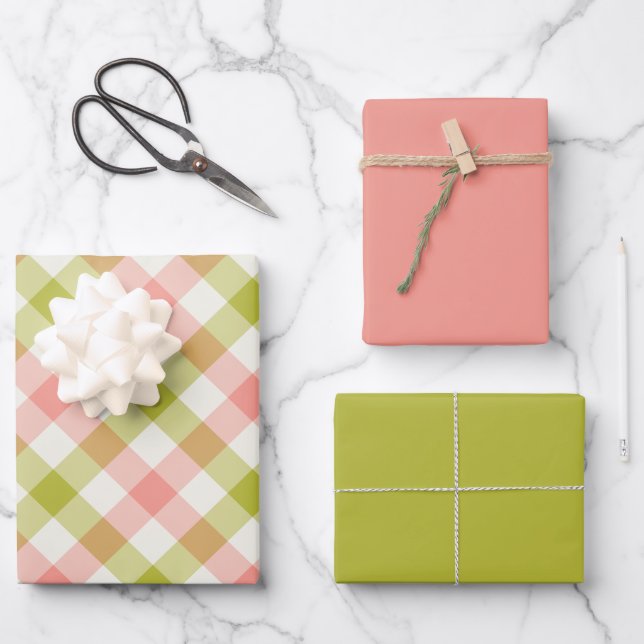 Wassermelonen Gingham Geschenkpapier Set (Vorderseite)