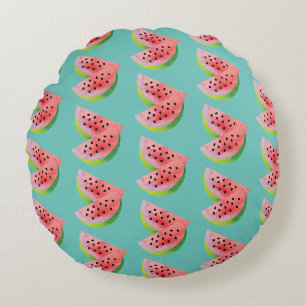 Wassermelonen Hälften Pink Rundes Kissen