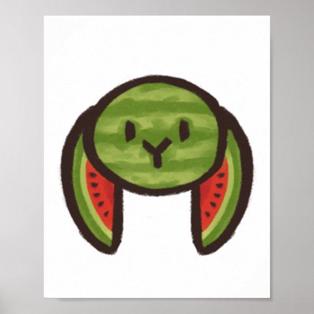 Wassermelonen-Hasen-Aufkleber Poster (Vorne)