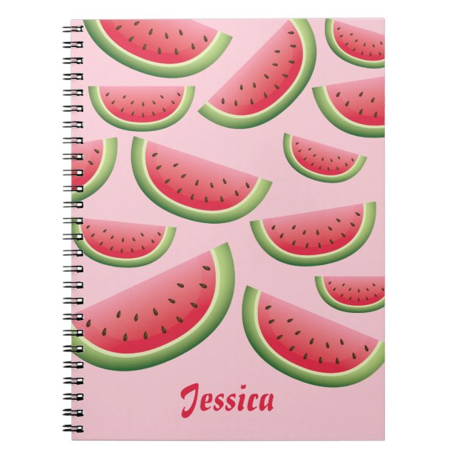 Wassermelonen in rosa mit Personalisiertem Namen Notizblock (Vorderseite)
