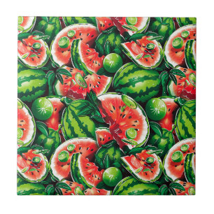 Wassermelonen, Limon, Wassermelonen-Blätter, klein Fliese