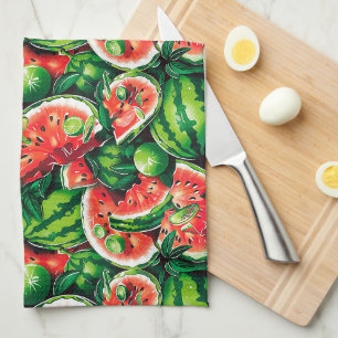 Wassermelonen, Limon, Wassermelonen-Blätter, klein Geschirrtuch