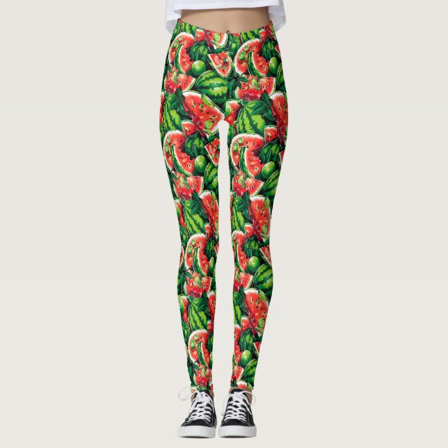 Wassermelonen, Limon, Wassermelonen-Blätter, klein Leggings (Vorderseite)