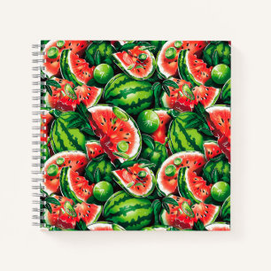 Wassermelonen, Limon, Wassermelonen-Blätter, klein Notizbuch
