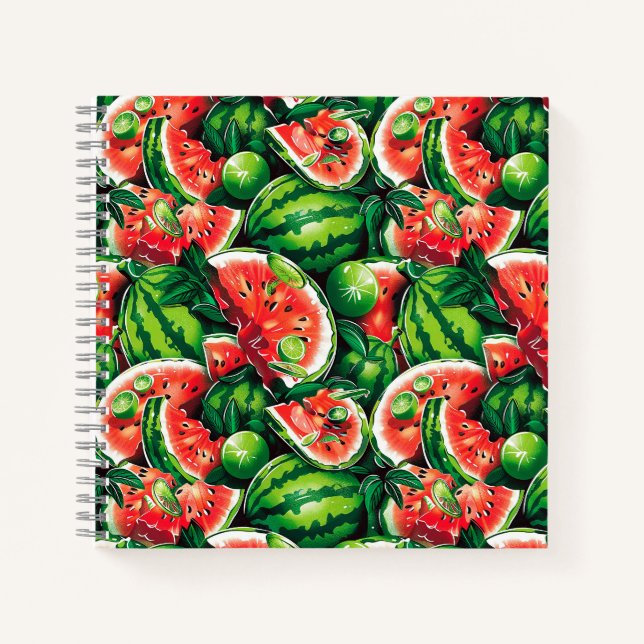 Wassermelonen, Limon, Wassermelonen-Blätter, klein Notizbuch (Vorderseite)
