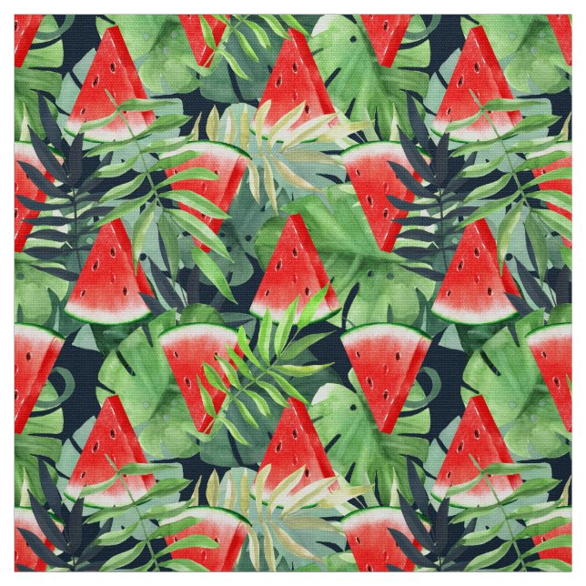 Wassermelonen mit tropischen Blätter Stoff (Muster)