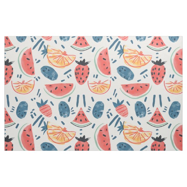 Wassermelonen-Muster | Nahtloses Sommerfrüchte-Cot Stoff (Fat Quarter (45,7 x 55,9 cm))