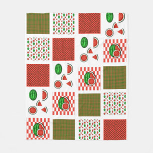 Wassermelonen-Patchwork Fleecedecke