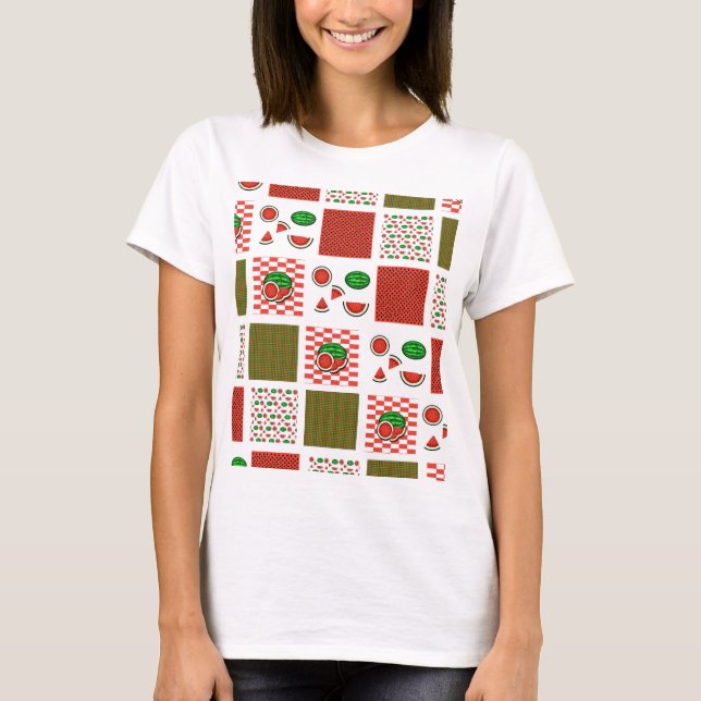 Wassermelonen-Patchwork T-Shirt (Vorderseite)