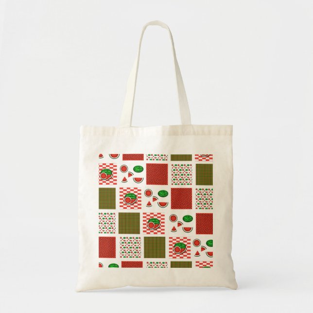 Wassermelonen-Patchwork Tragetasche (Vorne)