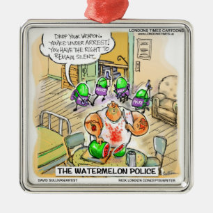 Wassermelonen Polizei Lustiger Weihnachtsanhänger Silbernes Ornament