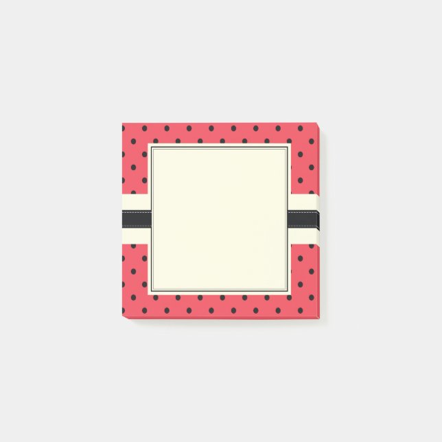 Wassermelonen-Polka dotiert moderne rosa und schwa Post-it Klebezettel (Vorderseite)