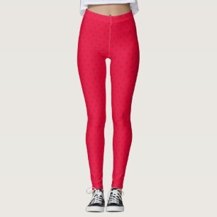 Wassermelonen-Rot Punkte-Muster Leggings