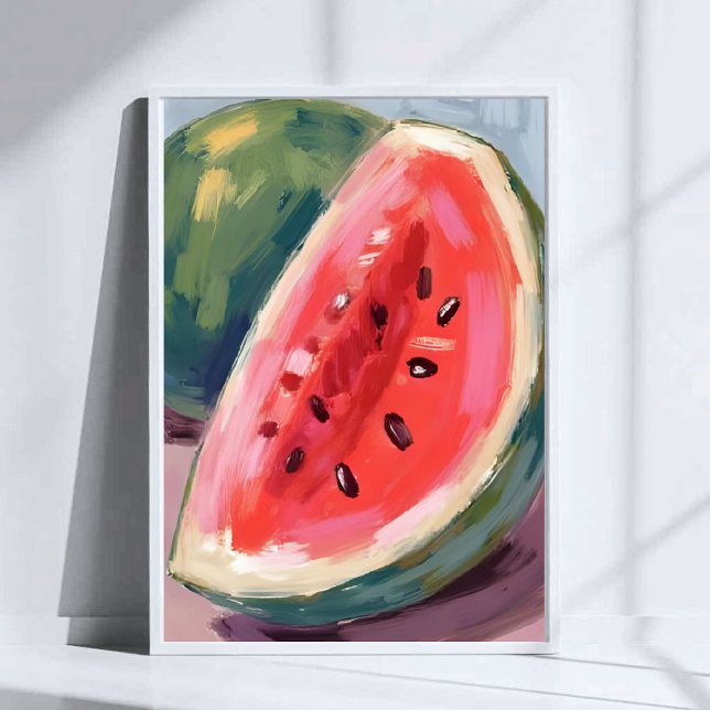Wassermelonen-Scheibe | Frucht-Aquarellmalerei Poster (Von Creator hochgeladen)
