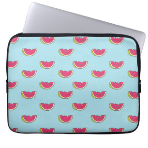 Wassermelonen-Scheiben auf Aquamarinem Muster Laptopschutzhülle