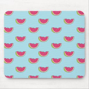 Wassermelonen-Scheiben auf Aquamarinem Muster Mousepad