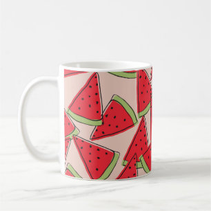 Wassermelonen-Scheiben mit rosa Hintergrund nahtlo Kaffeetasse