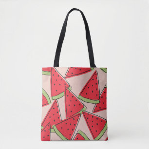 Wassermelonen-Scheiben mit rosa Hintergrund nahtlo Tasche