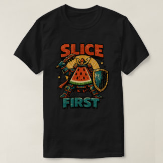 Wassermelonen-Shogun – ERST SCHNEIDEN Retro-Comic- T-Shirt