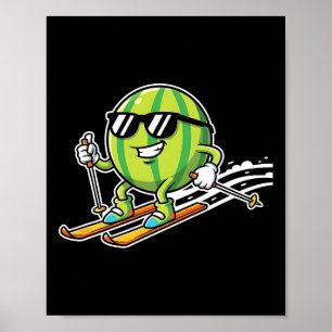 Wassermelonen Skifahrer Mit Sonnenbrille Alpiner S Poster