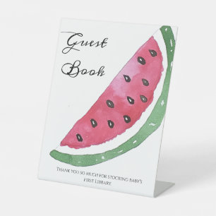Wassermelonen-Sommer-Baby-Shower-Gästebuch Sockelschild