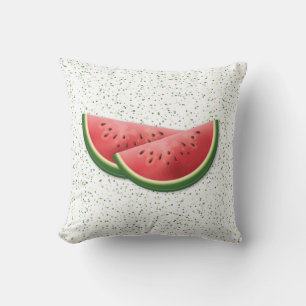 Wassermelonen-Sommerfruchtscheiben und grüne Punkt Kissen