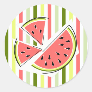 Wassermelonen Streifen dünne Aufkleber rund