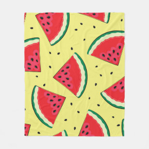 Wassermelonen-Stücke: Gelbes Sommermuster Fleecedecke