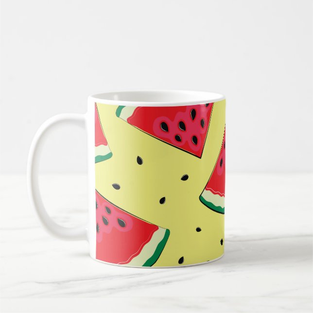Wassermelonen-Stücke: Gelbes Sommermuster Kaffeetasse (Links)