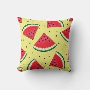 Wassermelonen-Stücke: Gelbes Sommermuster Kissen