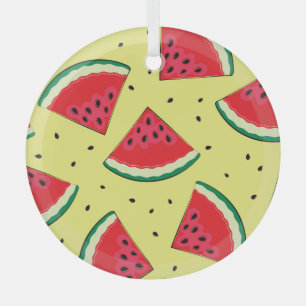 Wassermelonen-Stücke: Gelbes Sommermuster Ornament Aus Glas