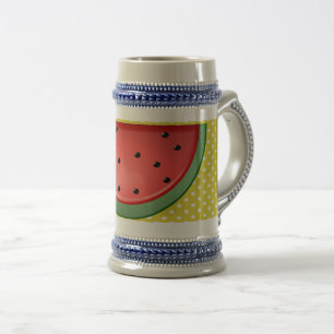 Wassermelonen und Polstern Bierglas