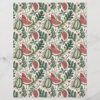 Wassermelonen, Vintages Bontanoblattpapier beige