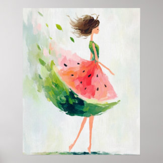 Wassermelonenbrise – Whimsical Sommergirl Poster