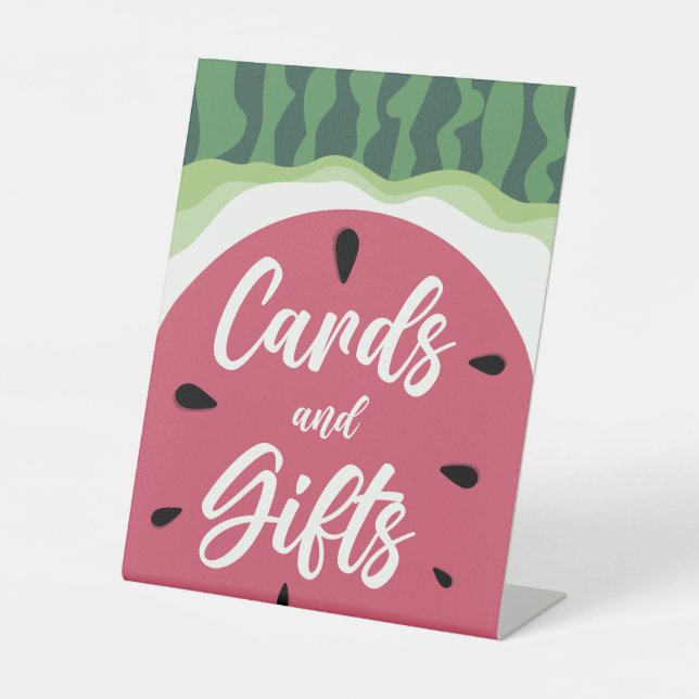 Wassermelonenkarte und Geschenke Sommerdusche Sockelschild (Vorderseite)