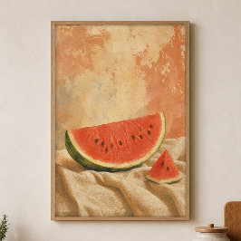 Wassermelonenkeil-Wasserfarben-Cottagecore-Plakat Poster