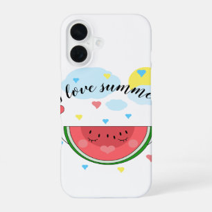 Wassermelonenscheibe, Text, "Ich liebe Sommer" iPhone 16 Hülle