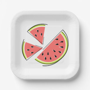 Wassermelonenstücke quadratisch pappteller